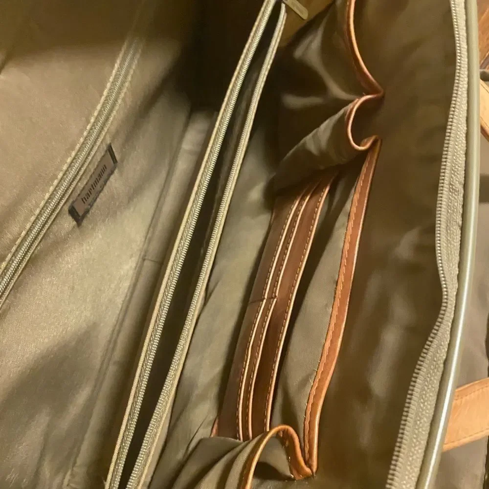 Vintage Hartmann Mobile Office tweed/leather Wheeled Carry On Bag